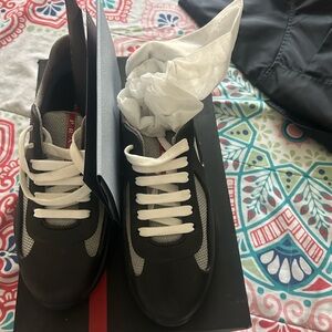 Prada Men's Black and Gray Sneakers